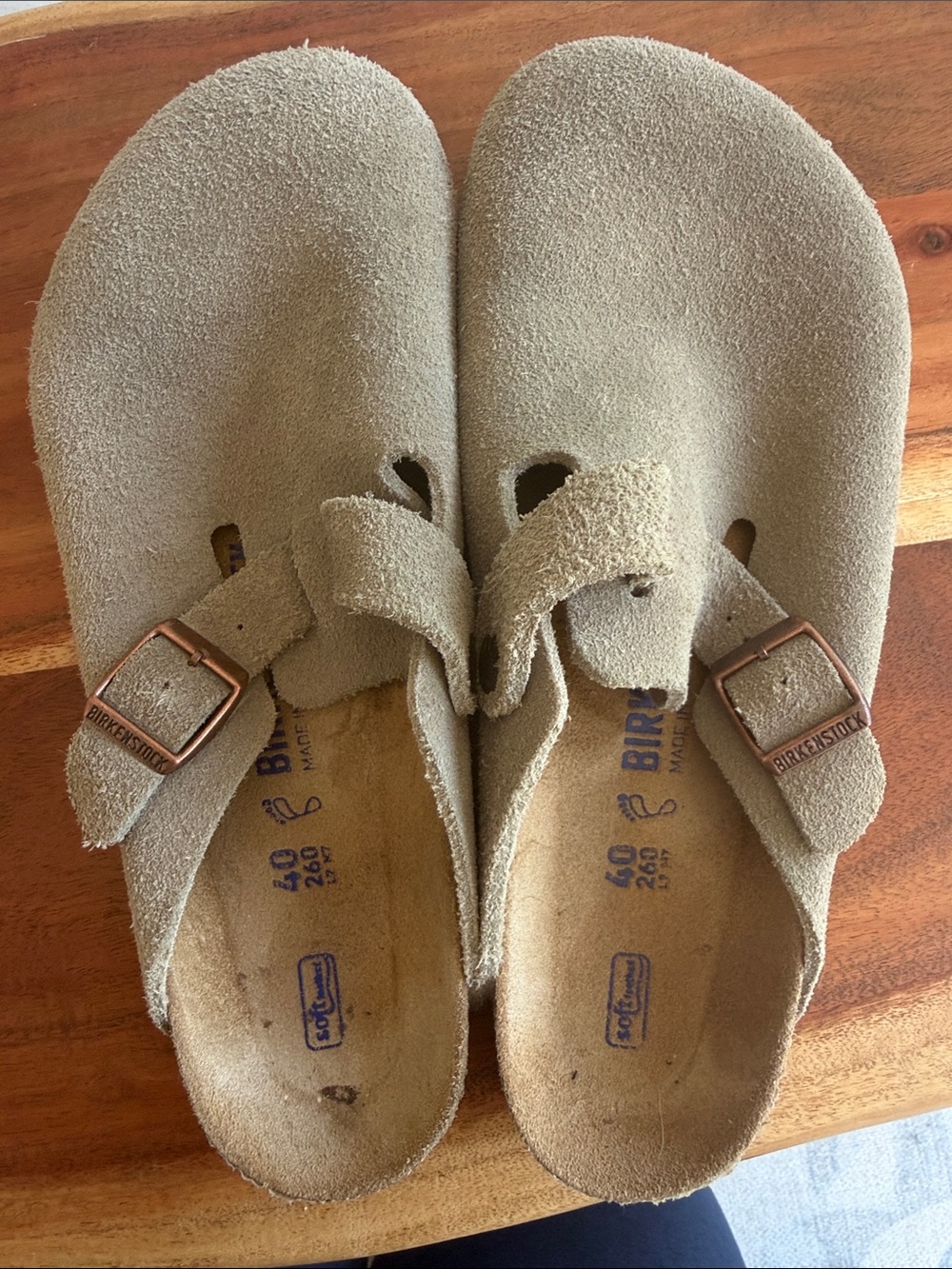 Birkenstock Boston Suede Clog Sandals in Stone Coin